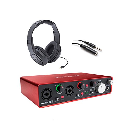 Focusrite Scarlett 2i4 USB Interface w Headphones & Extension Cable