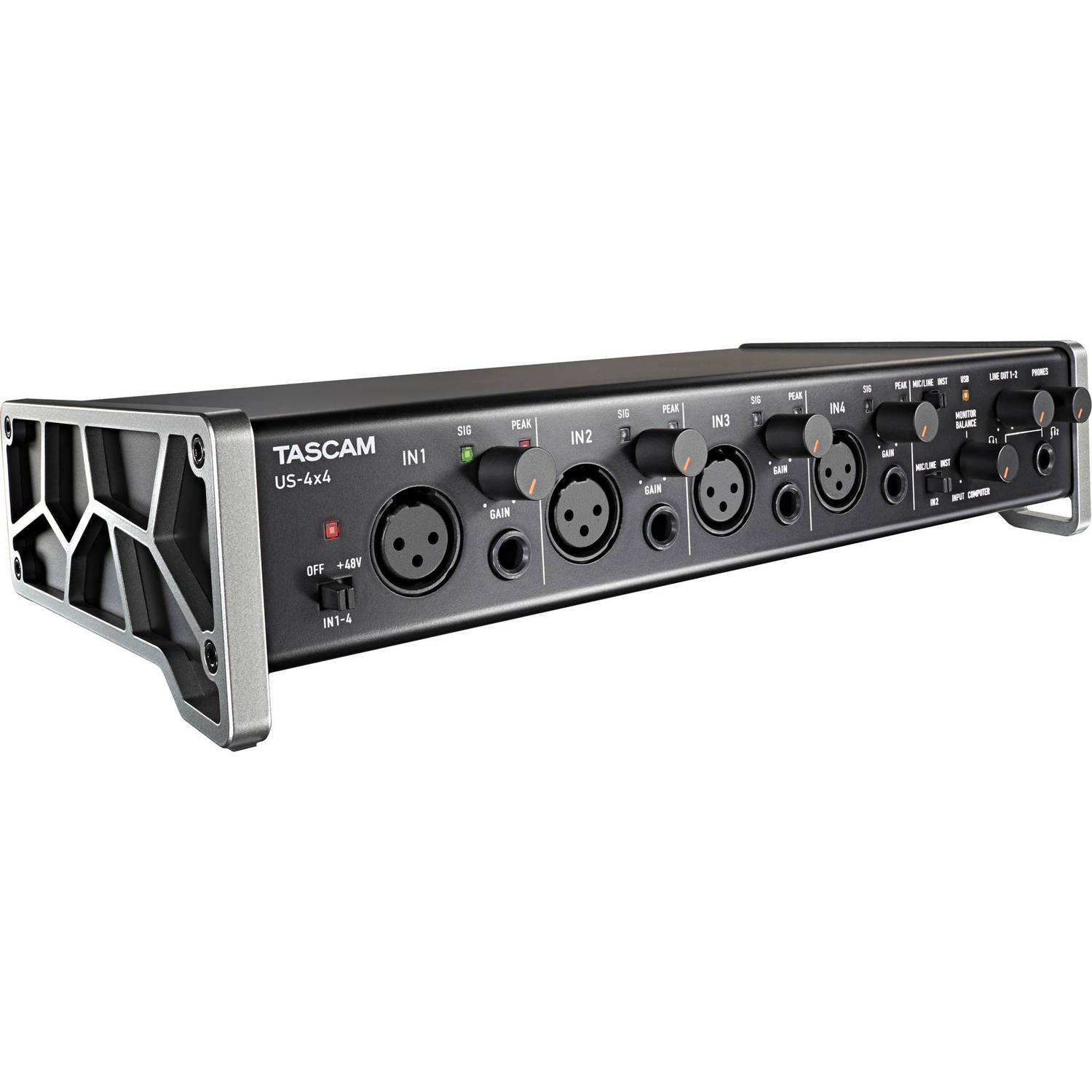 Tascam US4x4 4Channel USB Audio Interface with XLRXLR Cable & Pop