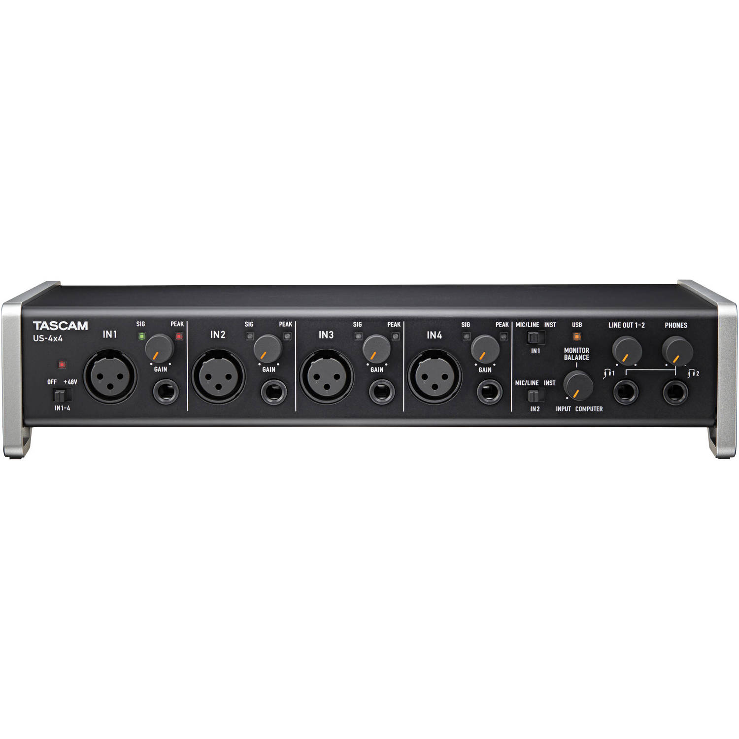 Tascam US-4x4 4-Channel USB Audio Interface with XLR-XLR Cable & Pop ...