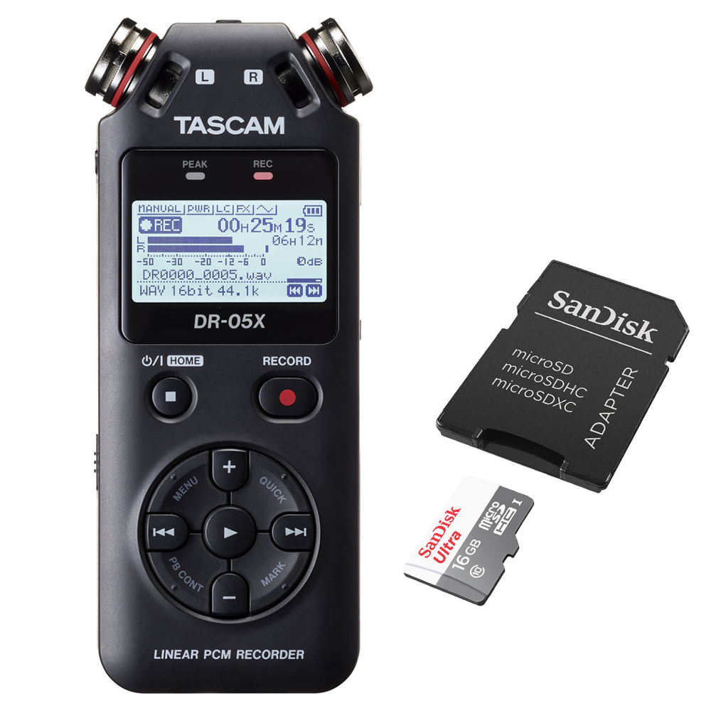 Tascam DR05X Portable Audio Recorder w/ 16GB microSDHC Memory Card