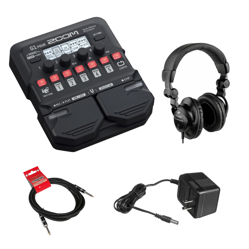 Zoom G1 Four Guitar Effects Processor w/ Headphones, Power Adapter 