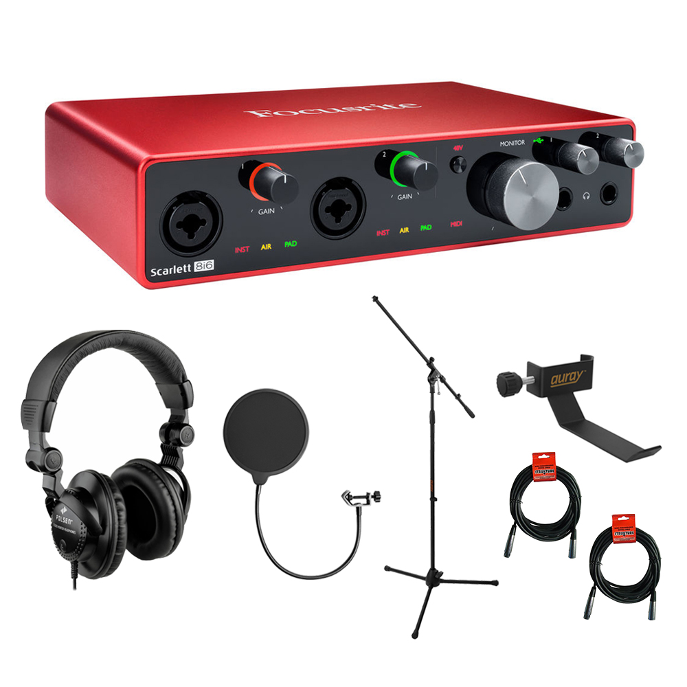 Focusrite Scarlett 8i6 USB Audio Interface, 3rd Gen w/ Headphones ...