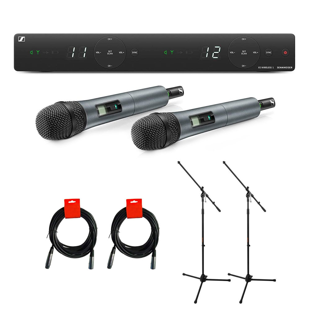Sennheiser XSW 1825 DUALA Wireless Mic System w/ 2x/ Mic Stand & 2x