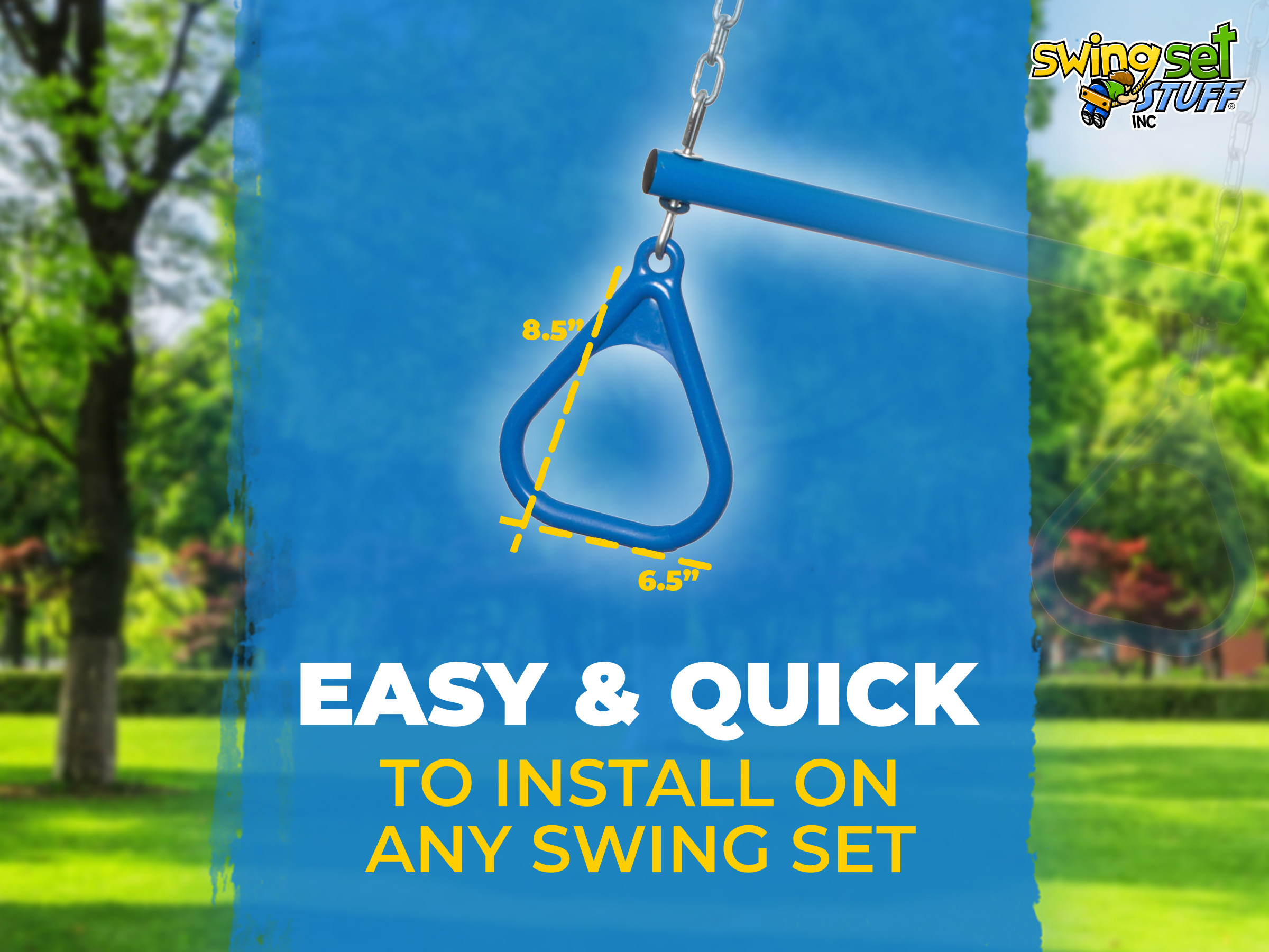 Green Stuff Swing Set Stuff Inc. Plastic Trapeze Rings With SSS Logo Rings  For Boys, image size:2400x1800