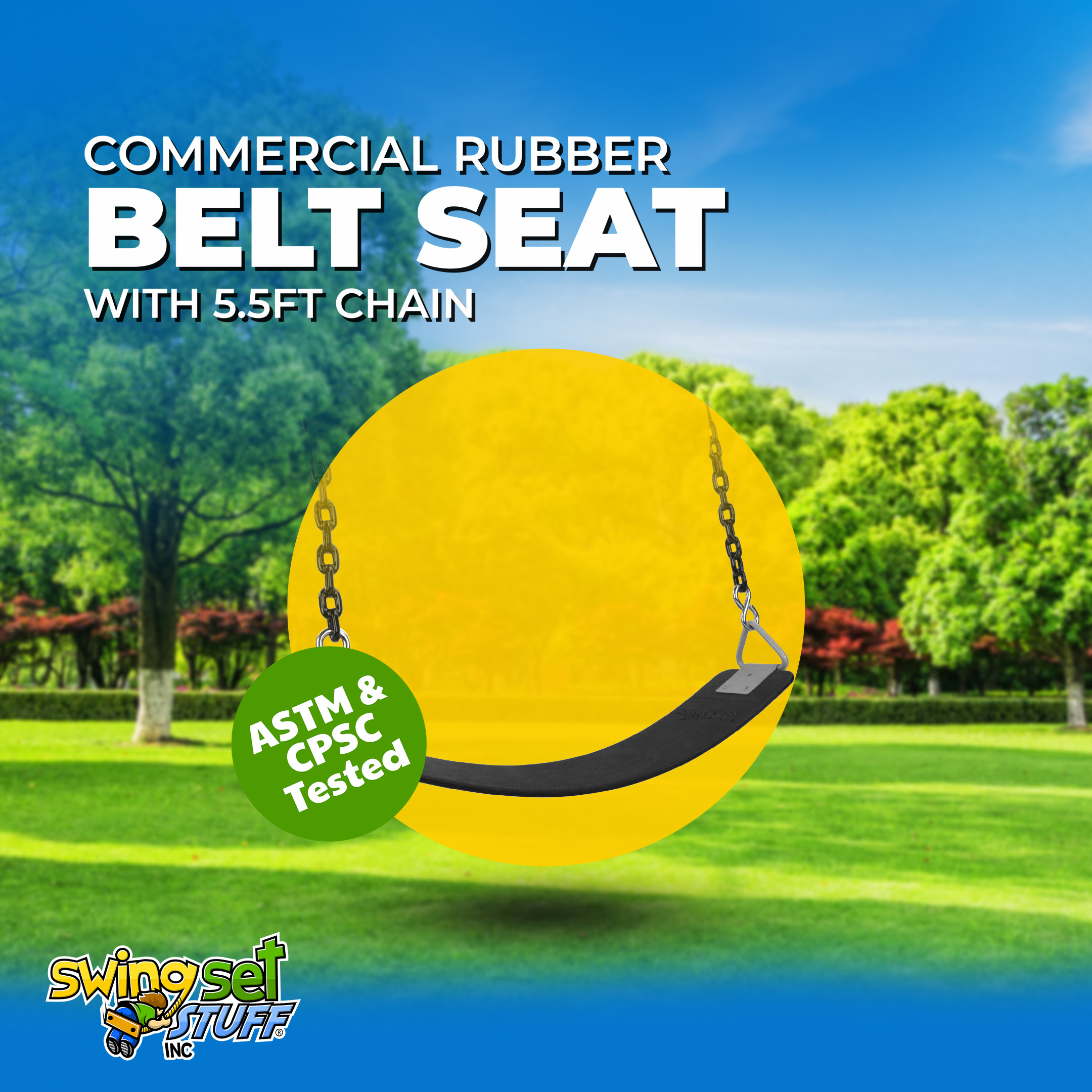 Highback Half Bucket Swing Seat - Yellow With Chains & Hooks For Swing Sets