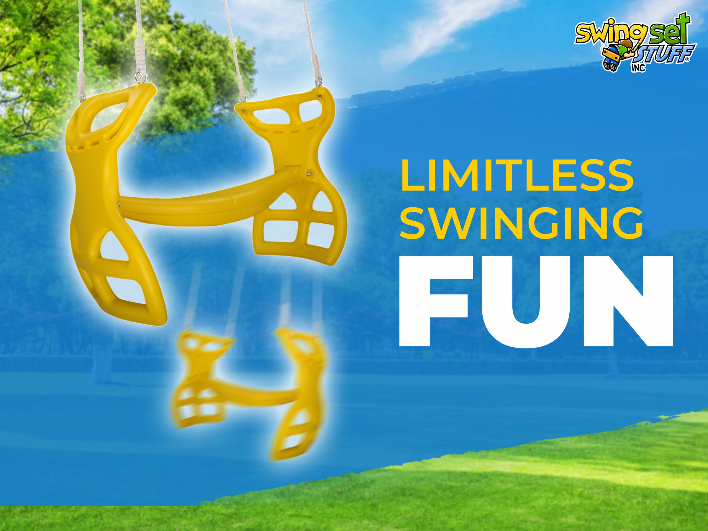 Swing Set Stuff Inc. Glider With Rope (Blue) With SSS Logo, image size:2400x1800